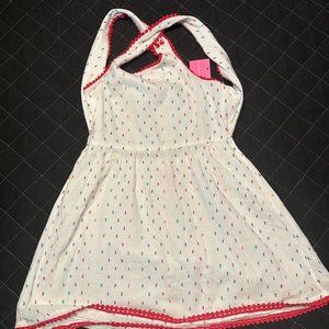 White dress with colorful dots